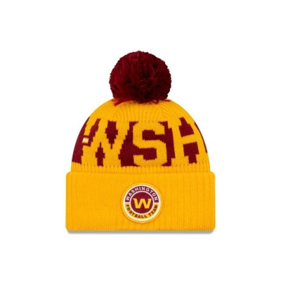 Yellow Washington Football Team Hat - New Era NFL Alternate Cold Weather Sport Knit Beanie USA1824736